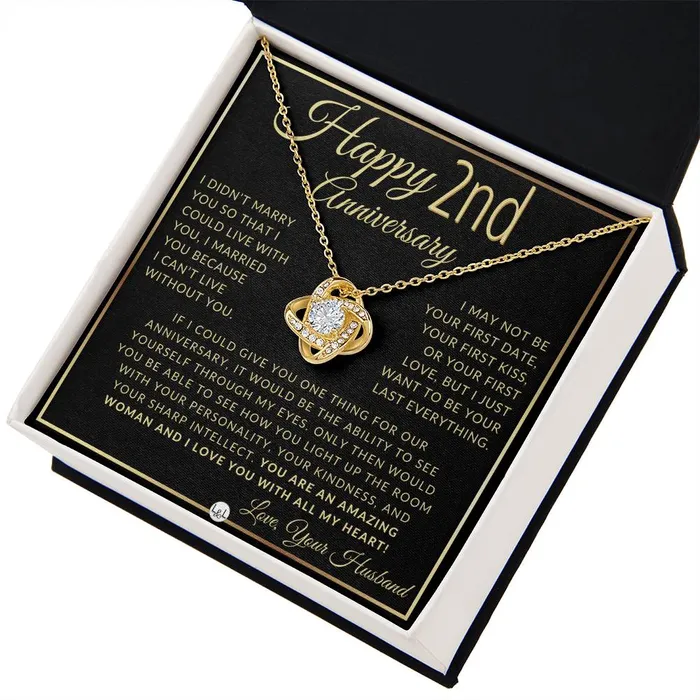 Necklaces ShineOn Fulfillment 2nd Anniversary Gift For Wife Beautiful Womens Pendant Necklace Heartfelt Anniversary Message