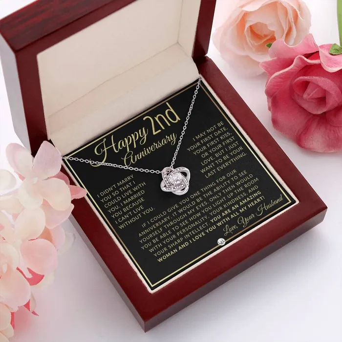 Necklaces ShineOn Fulfillment 2nd Anniversary Gift For Wife Beautiful Womens Pendant Necklace Heartfelt Anniversary Message