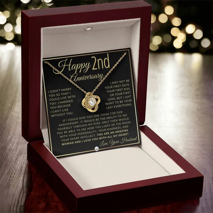 Necklaces ShineOn Fulfillment 2nd Anniversary Gift For Wife Beautiful Womens Pendant Necklace Heartfelt Anniversary Message