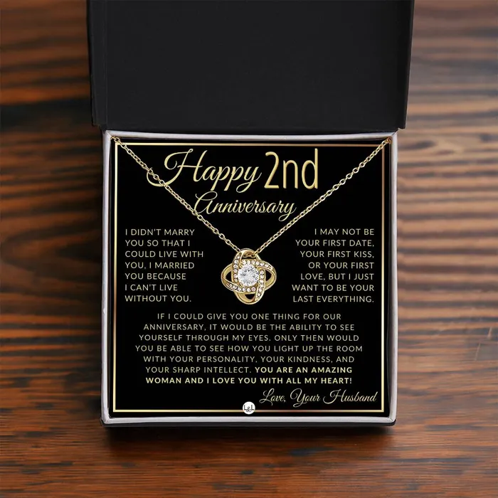 Necklaces ShineOn Fulfillment 2nd Anniversary Gift For Wife Beautiful Womens Pendant Necklace Heartfelt Anniversary Message