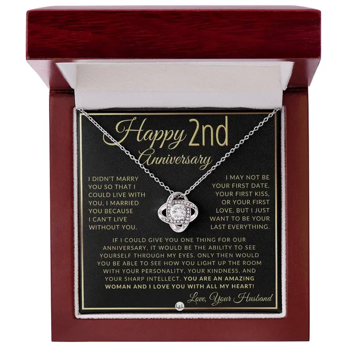 Necklaces ShineOn Fulfillment 2nd Anniversary Gift For Wife Beautiful Womens Pendant Necklace Heartfelt Anniversary Message