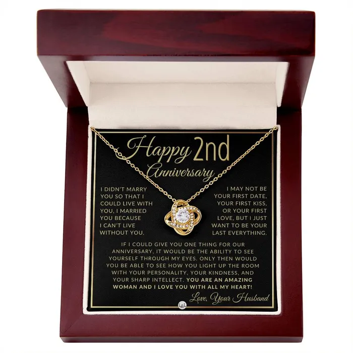Necklaces ShineOn Fulfillment 2nd Anniversary Gift For Wife Beautiful Womens Pendant Necklace Heartfelt Anniversary Message