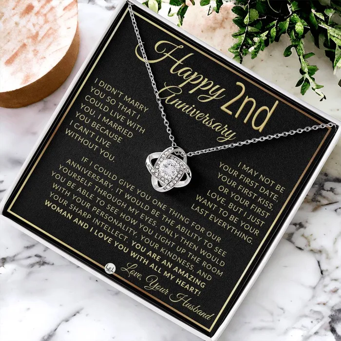 Necklaces ShineOn Fulfillment 2nd Anniversary Gift For Wife Beautiful Womens Pendant Necklace Heartfelt Anniversary Message
