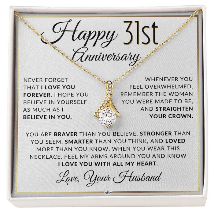 Necklaces ShineOn Fulfillment 31st Anniversary Gift For Wife Anniversary Gift Idea For Your Wife Drop Pendant Necklace Heartfelt Anniversary Message Necklaces ShineOn Fulfillment 31st Anniversary Gift For Wife Anniversary Gift Idea For Your Wife Drop Pendant Necklace Heartfelt Anniversary Message