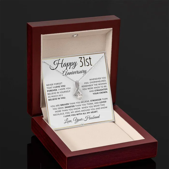 Necklaces ShineOn Fulfillment 31st Anniversary Gift For Wife Anniversary Gift Idea For Your Wife Drop Pendant Necklace Heartfelt Anniversary Message