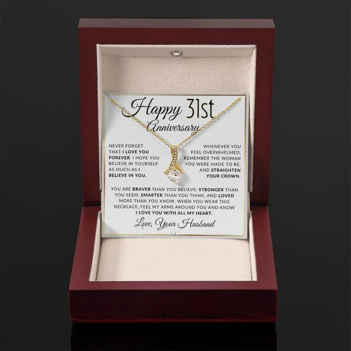 Necklaces ShineOn Fulfillment 31st Anniversary Gift For Wife Anniversary Gift Idea For Your Wife Drop Pendant Necklace Heartfelt Anniversary Message
