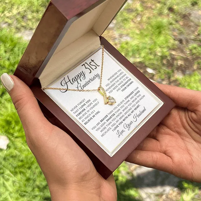 Necklaces ShineOn Fulfillment 31st Anniversary Gift For Wife Anniversary Gift Idea For Your Wife Drop Pendant Necklace Heartfelt Anniversary Message