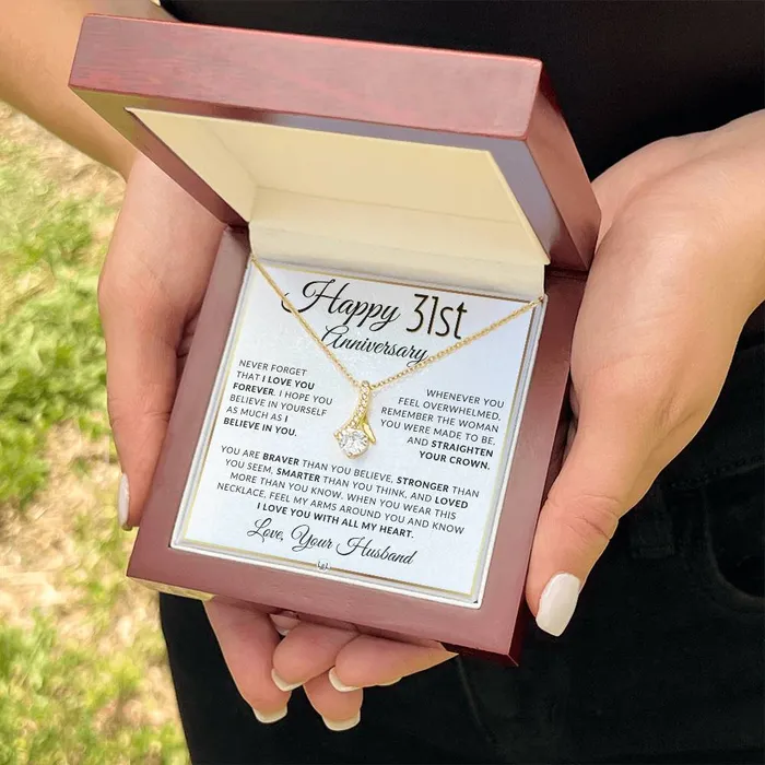 Necklaces ShineOn Fulfillment 31st Anniversary Gift For Wife Anniversary Gift Idea For Your Wife Drop Pendant Necklace Heartfelt Anniversary Message