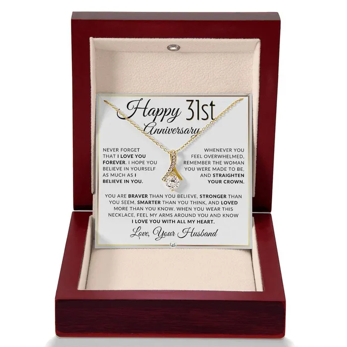 Necklaces ShineOn Fulfillment 31st Anniversary Gift For Wife Anniversary Gift Idea For Your Wife Drop Pendant Necklace Heartfelt Anniversary Message