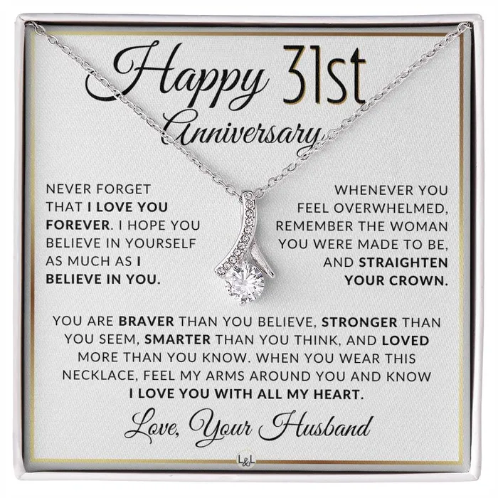 Necklaces ShineOn Fulfillment 31st Anniversary Gift For Wife Anniversary Gift Idea For Your Wife Drop Pendant Necklace Heartfelt Anniversary Message