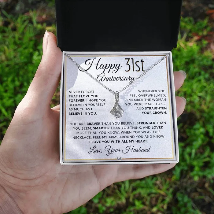 Necklaces ShineOn Fulfillment 31st Anniversary Gift For Wife Anniversary Gift Idea For Your Wife Drop Pendant Necklace Heartfelt Anniversary Message