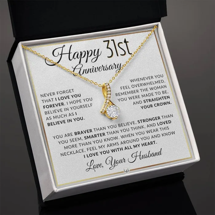 Necklaces ShineOn Fulfillment 31st Anniversary Gift For Wife Anniversary Gift Idea For Your Wife Drop Pendant Necklace Heartfelt Anniversary Message
