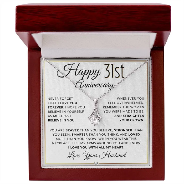 Necklaces ShineOn Fulfillment 31st Anniversary Gift For Wife Anniversary Gift Idea For Your Wife Drop Pendant Necklace Heartfelt Anniversary Message