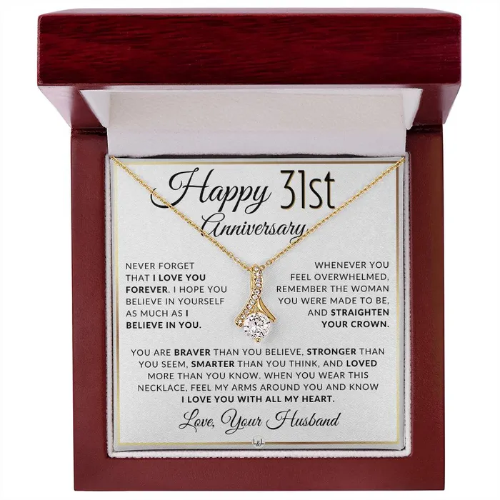 Necklaces ShineOn Fulfillment 31st Anniversary Gift For Wife Anniversary Gift Idea For Your Wife Drop Pendant Necklace Heartfelt Anniversary Message