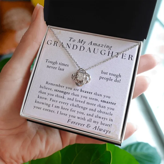 Necklaces ShineOn Fulfillment Braver Stronger Smarter Granddaughter Necklace Gift from Grandpa Grandma Birthday Graduation Valentines Christmas Gifts
