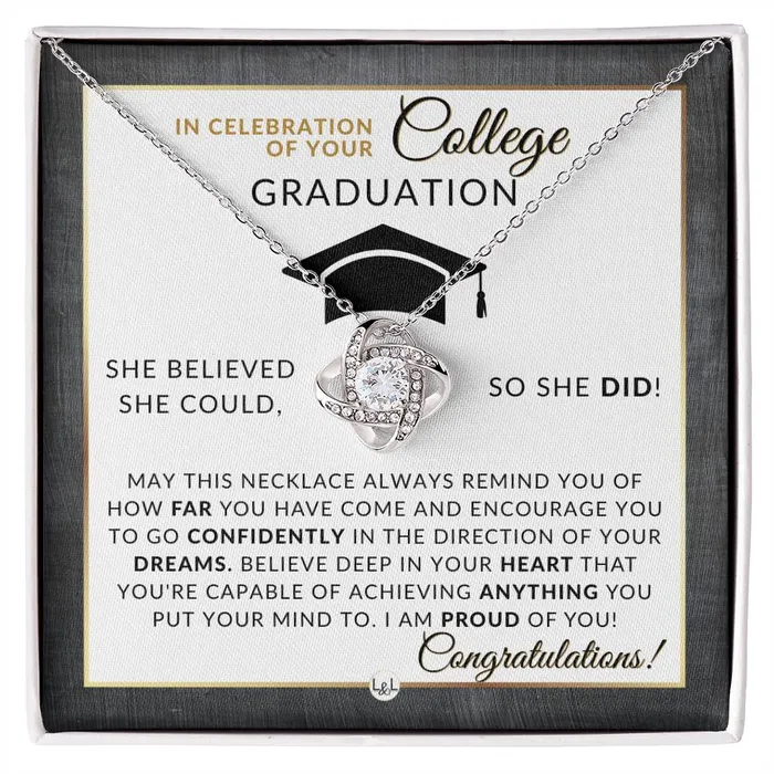 Necklaces ShineOn Fulfillment College Graduation Gift For Her Beautiful Womens Pendant Necklace Heartfelt College Graduation Message 2024 College Graduate