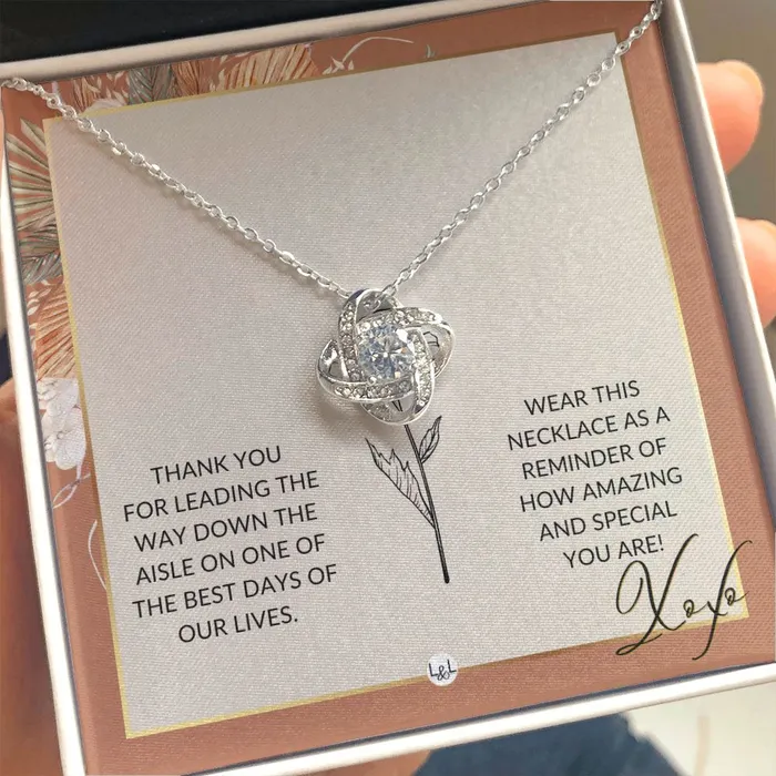 Necklaces ShineOn Fulfillment Flower Girl Necklace Wedding Party Thank You Gift Gratitude Gift Token of Appreciation Terracotta Rust And Gold Wedding Theme