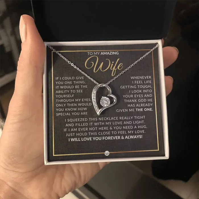 Necklaces ShineOn Fulfillment Gift Idea For Wife Who Has Everything Open Heart Pendant Necklace Sentimental and Romantic Christmas Valentines Day Birthday or Anniversary Present