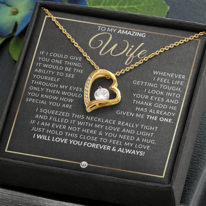 Necklaces ShineOn Fulfillment Gift Idea For Wife Who Has Everything Open Heart Pendant Necklace Sentimental and Romantic Christmas Valentines Day Birthday or Anniversary Present