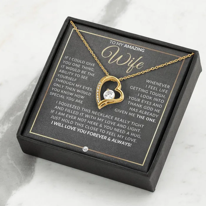 Necklaces ShineOn Fulfillment Gift Idea For Wife Who Has Everything Open Heart Pendant Necklace Sentimental and Romantic Christmas Valentines Day Birthday or Anniversary Present