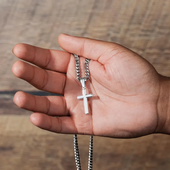 Necklaces ShineOn Fulfillment Grandson Gift James 119 Christian Encouragement Christian Cross Pendant on Mens Chain Necklace Great for Christmas His Birthday Baptism or Confirmation