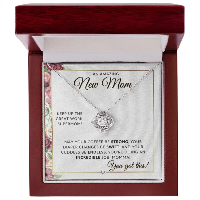 Necklaces ShineOn Fulfillment New Mom Beautiful Pendant Necklace To Celebrate Mom Great Birthday Mothers Day or Christmas Gift Idea For Her