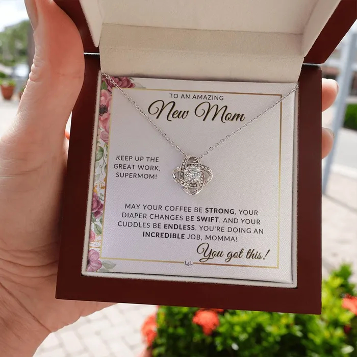 Necklaces ShineOn Fulfillment New Mom Beautiful Pendant Necklace To Celebrate Mom Great Birthday Mothers Day or Christmas Gift Idea For Her