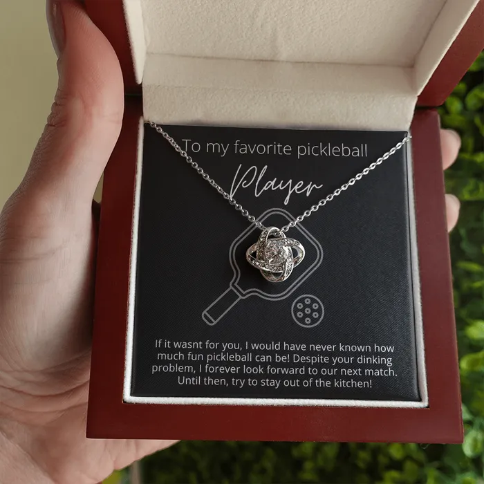 Necklaces ShineOn Fulfillment To Favorite Pickleball Player Stay Out of the Kitchen Knot Pendant Necklace The Perfect Pickleball Gift