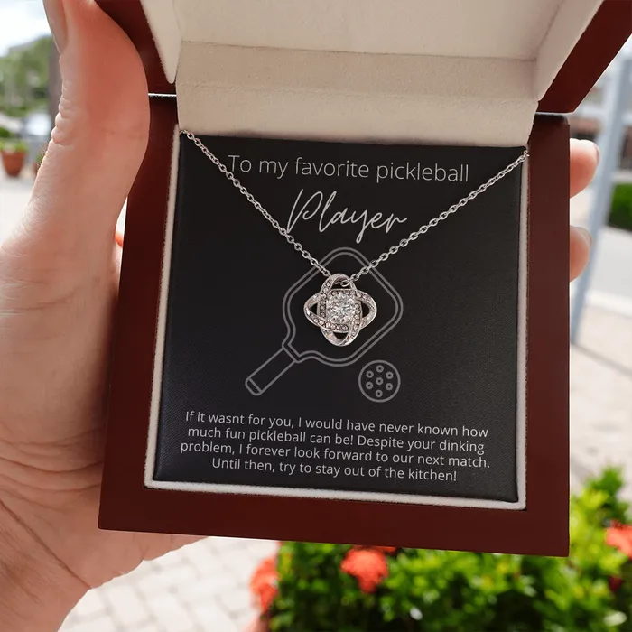 Necklaces ShineOn Fulfillment To Favorite Pickleball Player Stay Out of the Kitchen Knot Pendant Necklace The Perfect Pickleball Gift