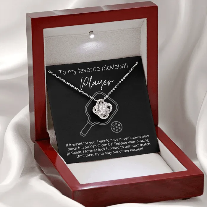 Necklaces ShineOn Fulfillment To Favorite Pickleball Player Stay Out of the Kitchen Knot Pendant Necklace The Perfect Pickleball Gift