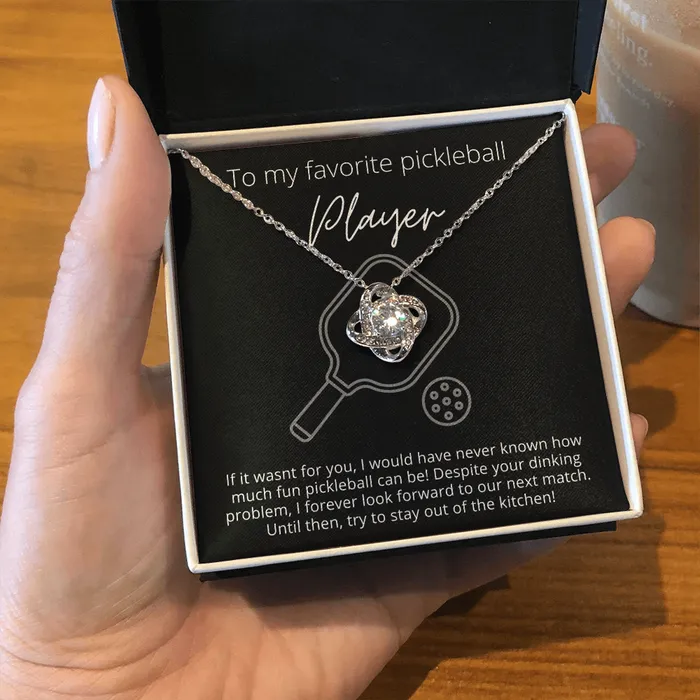 Necklaces ShineOn Fulfillment To Favorite Pickleball Player Stay Out of the Kitchen Knot Pendant Necklace The Perfect Pickleball Gift