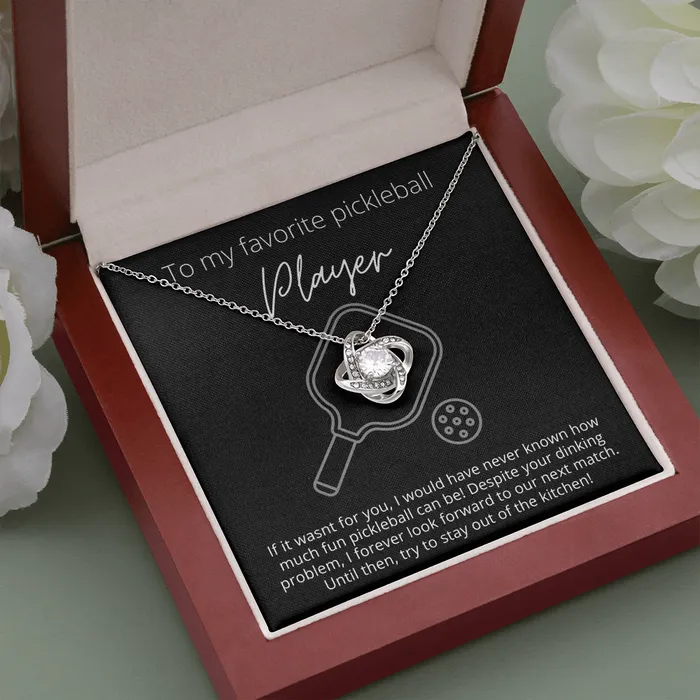 Necklaces ShineOn Fulfillment To Favorite Pickleball Player Stay Out of the Kitchen Knot Pendant Necklace The Perfect Pickleball Gift