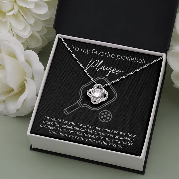 Necklaces ShineOn Fulfillment To Favorite Pickleball Player Stay Out of the Kitchen Knot Pendant Necklace The Perfect Pickleball Gift