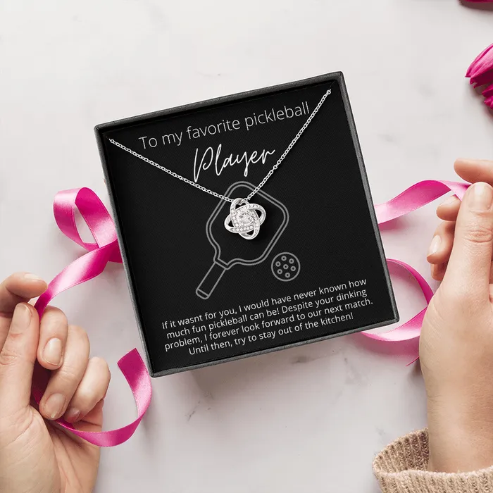 Necklaces ShineOn Fulfillment To Favorite Pickleball Player Stay Out of the Kitchen Knot Pendant Necklace The Perfect Pickleball Gift