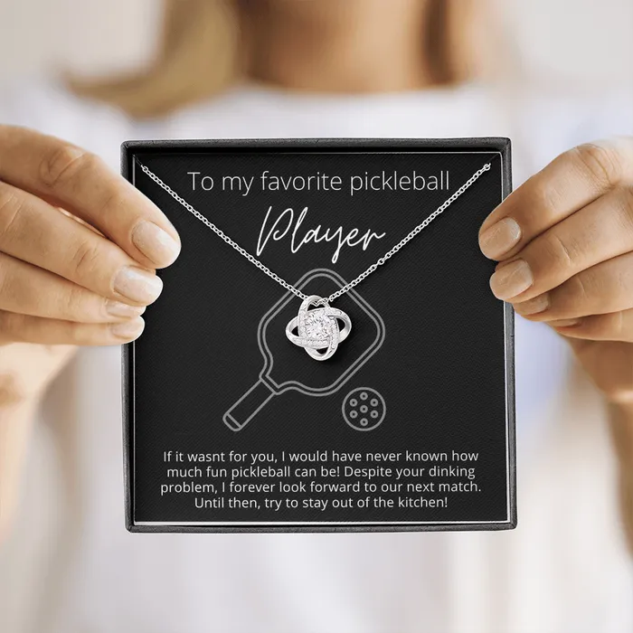 Necklaces ShineOn Fulfillment To Favorite Pickleball Player Stay Out of the Kitchen Knot Pendant Necklace The Perfect Pickleball Gift