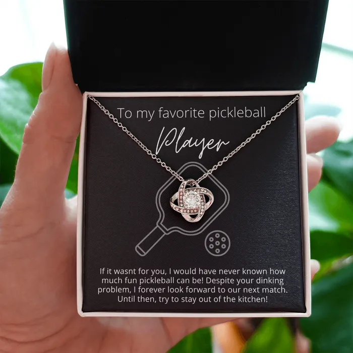 Necklaces ShineOn Fulfillment To Favorite Pickleball Player Stay Out of the Kitchen Knot Pendant Necklace The Perfect Pickleball Gift