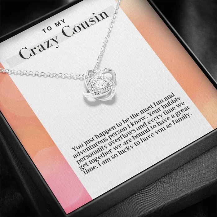 Necklaces ShineOn Fulfillment To My Crazy Cousin Love Knot Pendant Necklace The Perfect Gift For Female Cousin