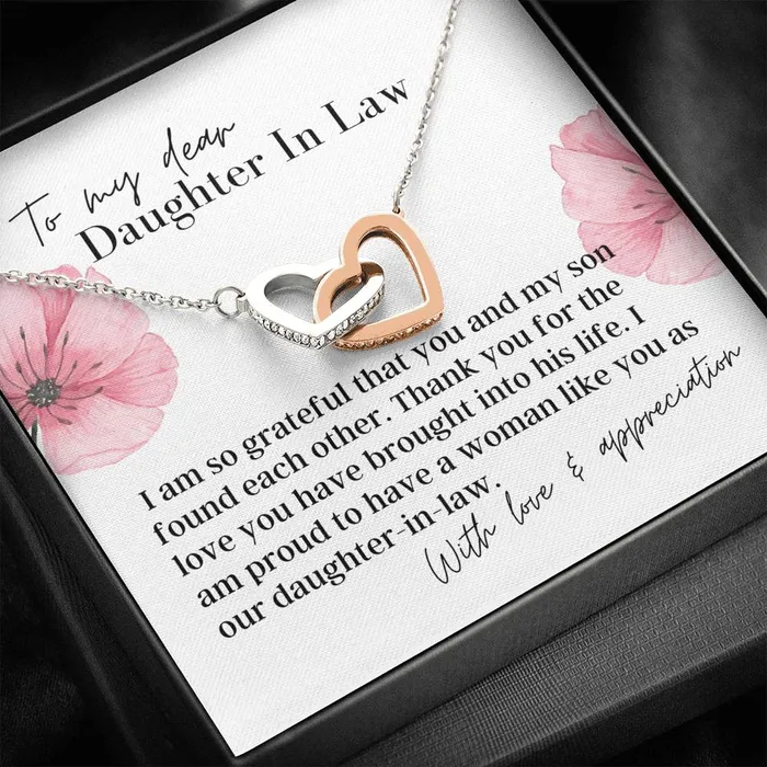 Necklaces ShineOn Fulfillment To My Dear Daughter In Law Interlocking Hearts Pendant Necklace