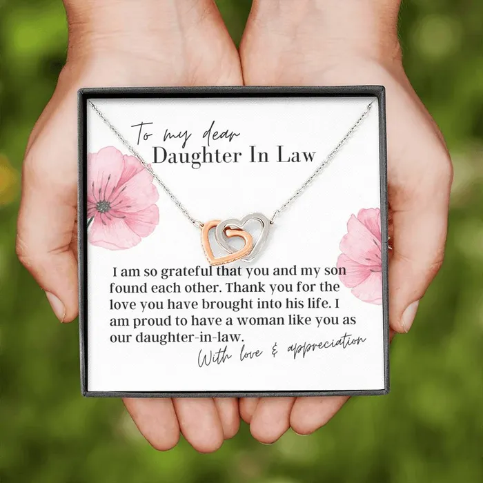 Necklaces ShineOn Fulfillment To My Dear Daughter In Law Interlocking Hearts Pendant Necklace