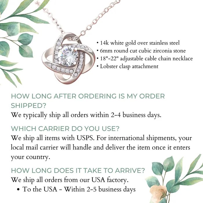 Necklaces ShineOn Fulfillment To My Future Daughter In Law Love Knot Pendant Necklace