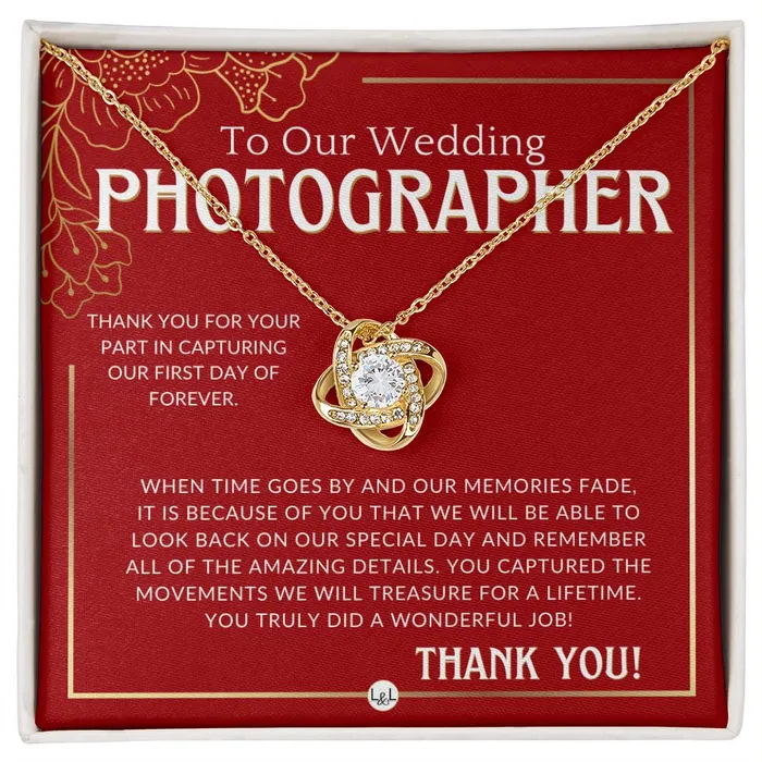 Necklaces ShineOn Fulfillment Wedding Photographer Gift Thank You From The Couple Gratitude Gift Token of Appreciation Necklace Red and Gold Wedding Theme Necklaces ShineOn Fulfillment Wedding Photographer Gift Thank You From The Couple Gratitude Gift Token of Appreciation Necklace Red and Gold Wedding Theme