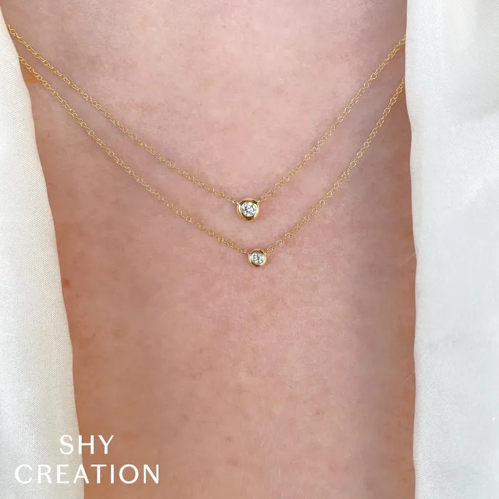 Necklaces Shy Creation 14K Yellow Gold 05ctw Solitaire Style Pendant SHY CREATION Necklaces Shy Creation 14K Yellow Gold 05ctw Solitaire Style Pendant SHY CREATION
