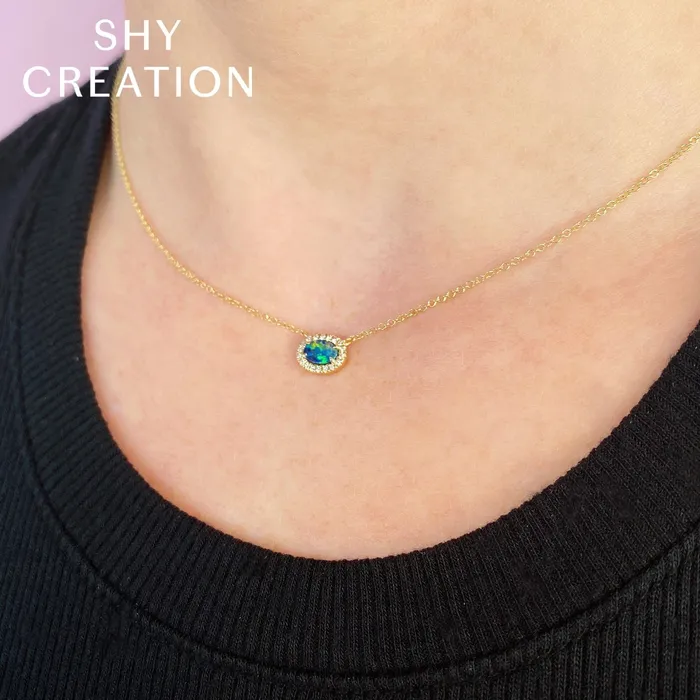 Necklaces SHY CREATION Shy Creation 14K Yellow Gold 038ctw Halo Style Diamond Necklace Necklaces SHY CREATION Shy Creation 14K Yellow Gold 038ctw Halo Style Diamond Necklace