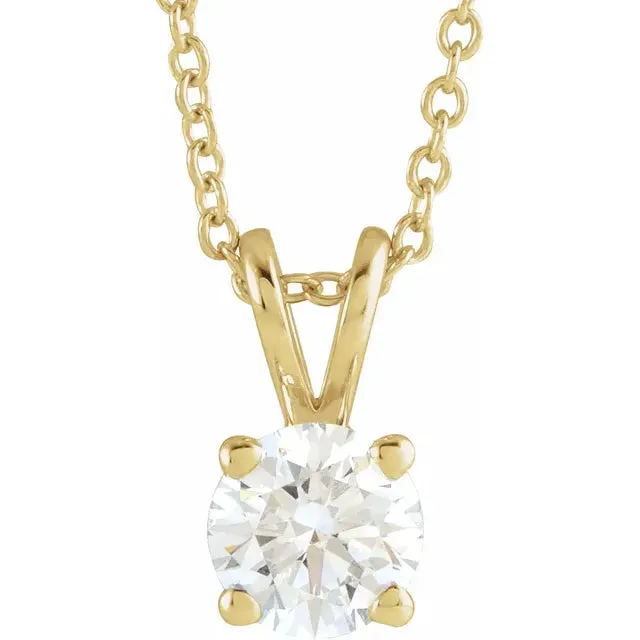 Necklaces Storyteller by Vintage Magnality LabGrown Diamond Solitaire Adjustable Necklace Solid 14K White Yellow Rose Gold