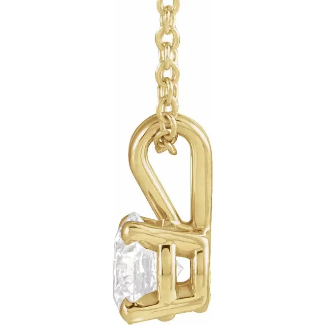 Necklaces Storyteller by Vintage Magnality LabGrown Diamond Solitaire Adjustable Necklace Solid 14K White Yellow Rose Gold