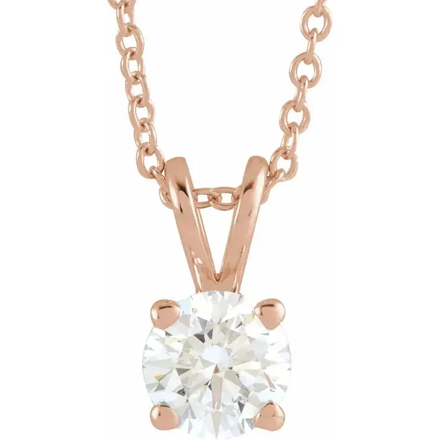 Necklaces Storyteller by Vintage Magnality LabGrown Diamond Solitaire Adjustable Necklace Solid 14K White Yellow Rose Gold