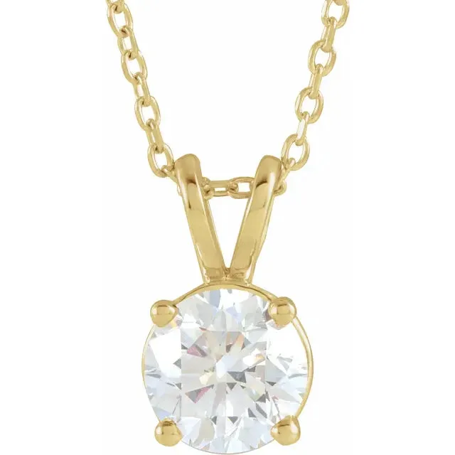 Necklaces Storyteller by Vintage Magnality LabGrown Diamond Solitaire Adjustable Necklace Solid 14K White Yellow Rose Gold