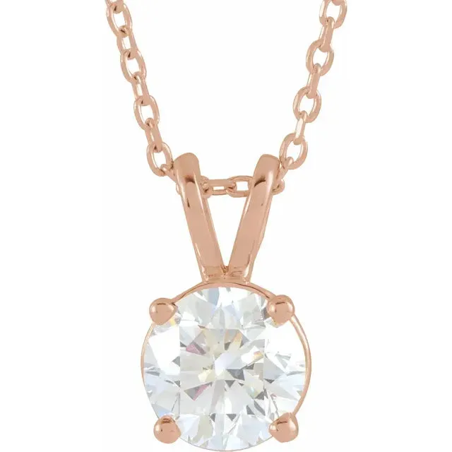 Necklaces Storyteller by Vintage Magnality LabGrown Diamond Solitaire Adjustable Necklace Solid 14K White Yellow Rose Gold