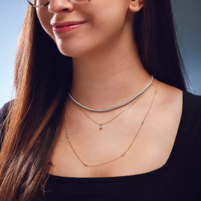 Necklaces Storyteller by Vintage Magnality LabGrown Diamond Solitaire Adjustable Necklace Solid 14K White Yellow Rose Gold