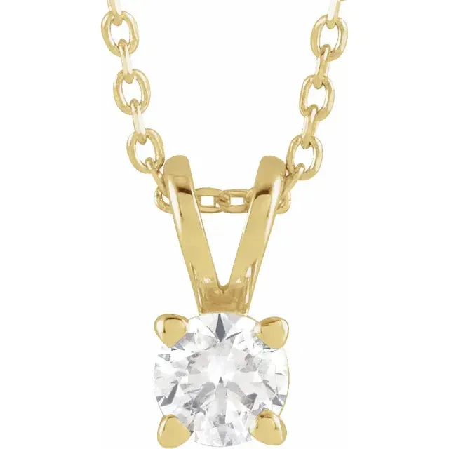 Necklaces Storyteller by Vintage Magnality LabGrown Diamond Solitaire Adjustable Necklace Solid 14K White Yellow Rose Gold